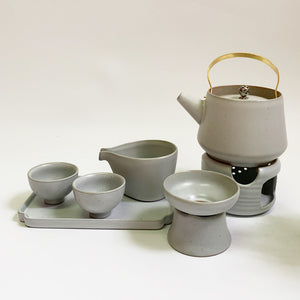 Bloom Zen Pottery with Rectangle Tray (Grey)