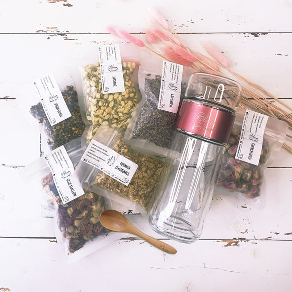 Flower Tea Pack with Tea Bottle